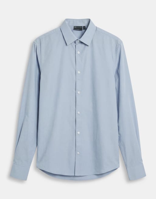 ASOS DESIGN regular fit poplin dress shirt in light blue, 6 of 7