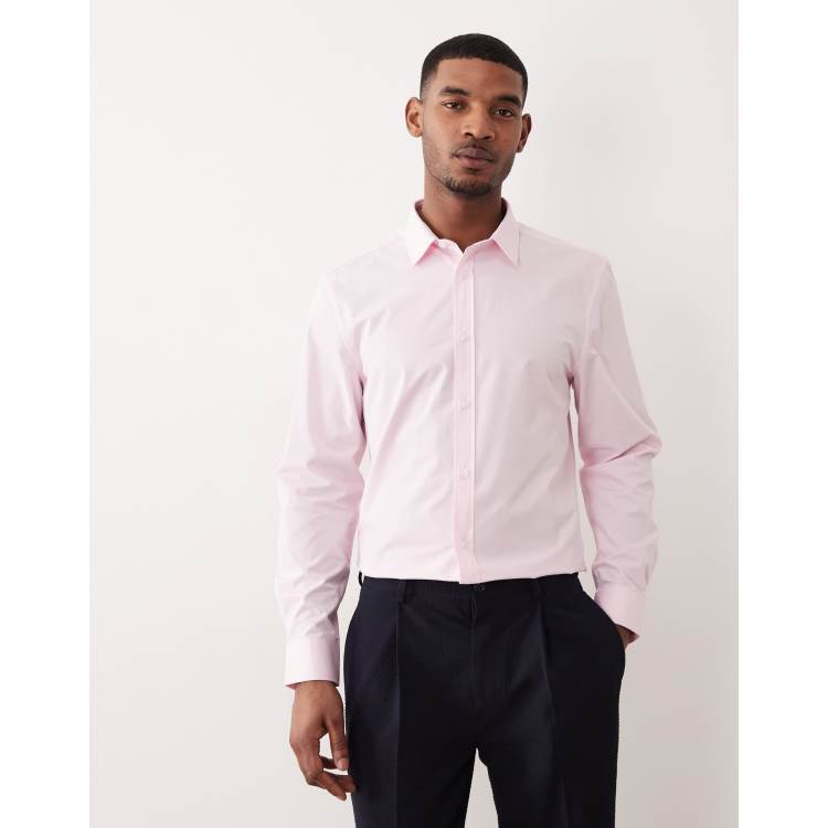 ASOS DESIGN regular fit poplin dress shirt in light pink | ASOS