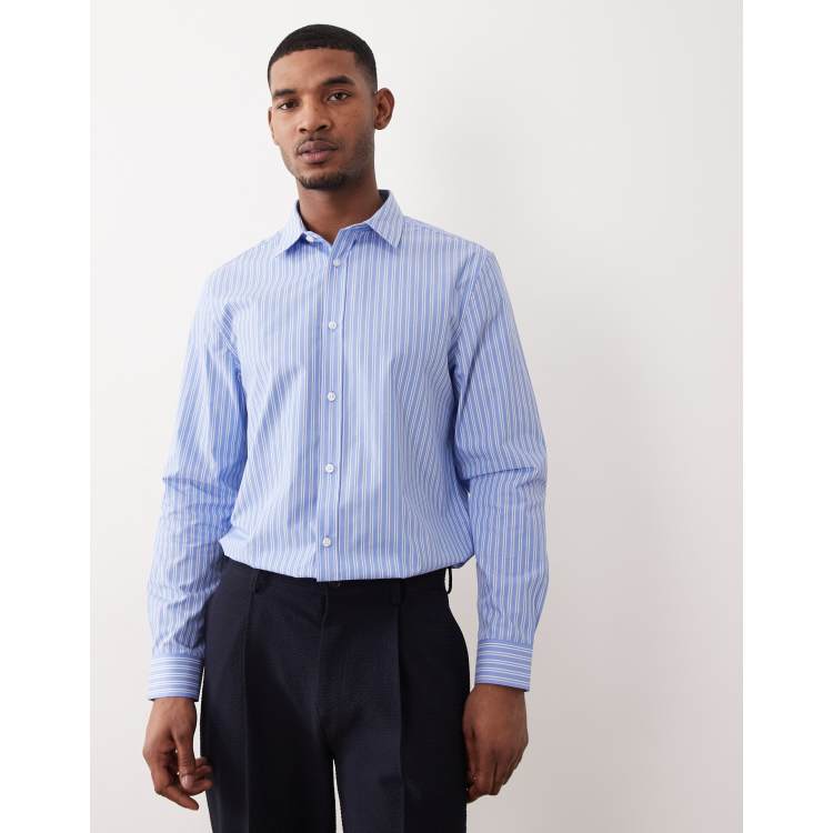 striped shirt dress men Ctreela Classic Casual Vertical for Regular Fit Long Sleeve Button-Down Shirts Mens Dress Shirts Long Sleeve