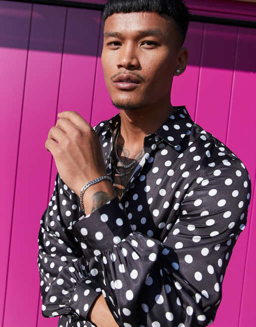 White shirt with black cheap polka dots