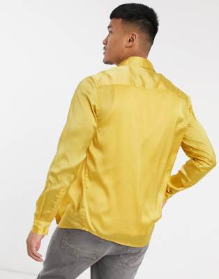 mustard satin blouse