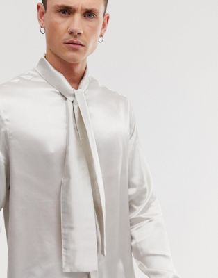 white satin dress shirt