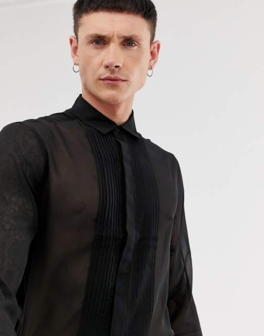 Black sheer shop mens shirt