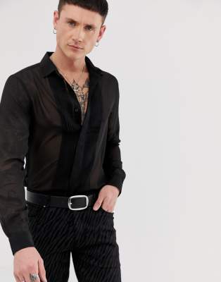 black sheer mens shirt