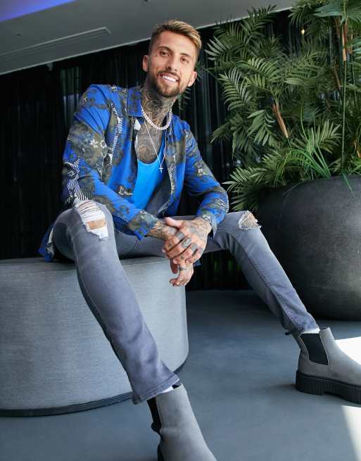 electric blue shirt men's