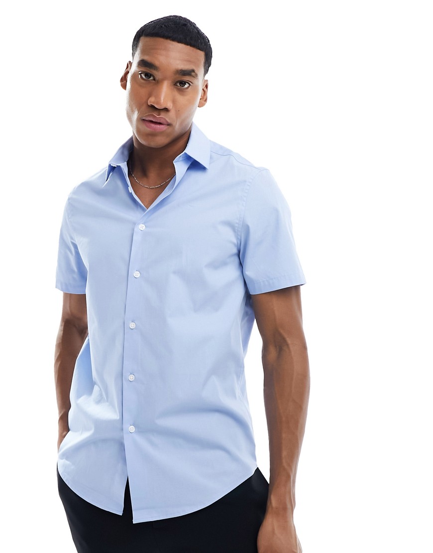 Asos Design Regular Fit Shirt In Light Blue