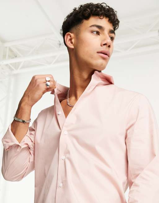 ASOS DESIGN regular fit shirt in light pink