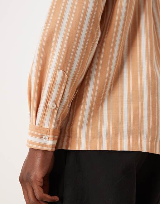 ASOS DESIGN regular fit shirt in orange stripe, 4 of 5