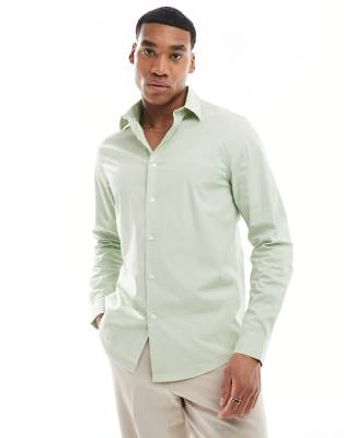 Asos Design Regular Fit Shirt In Sage Green