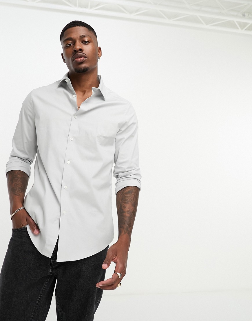 Asos Design Regular Fit Shirt In Soft Gray