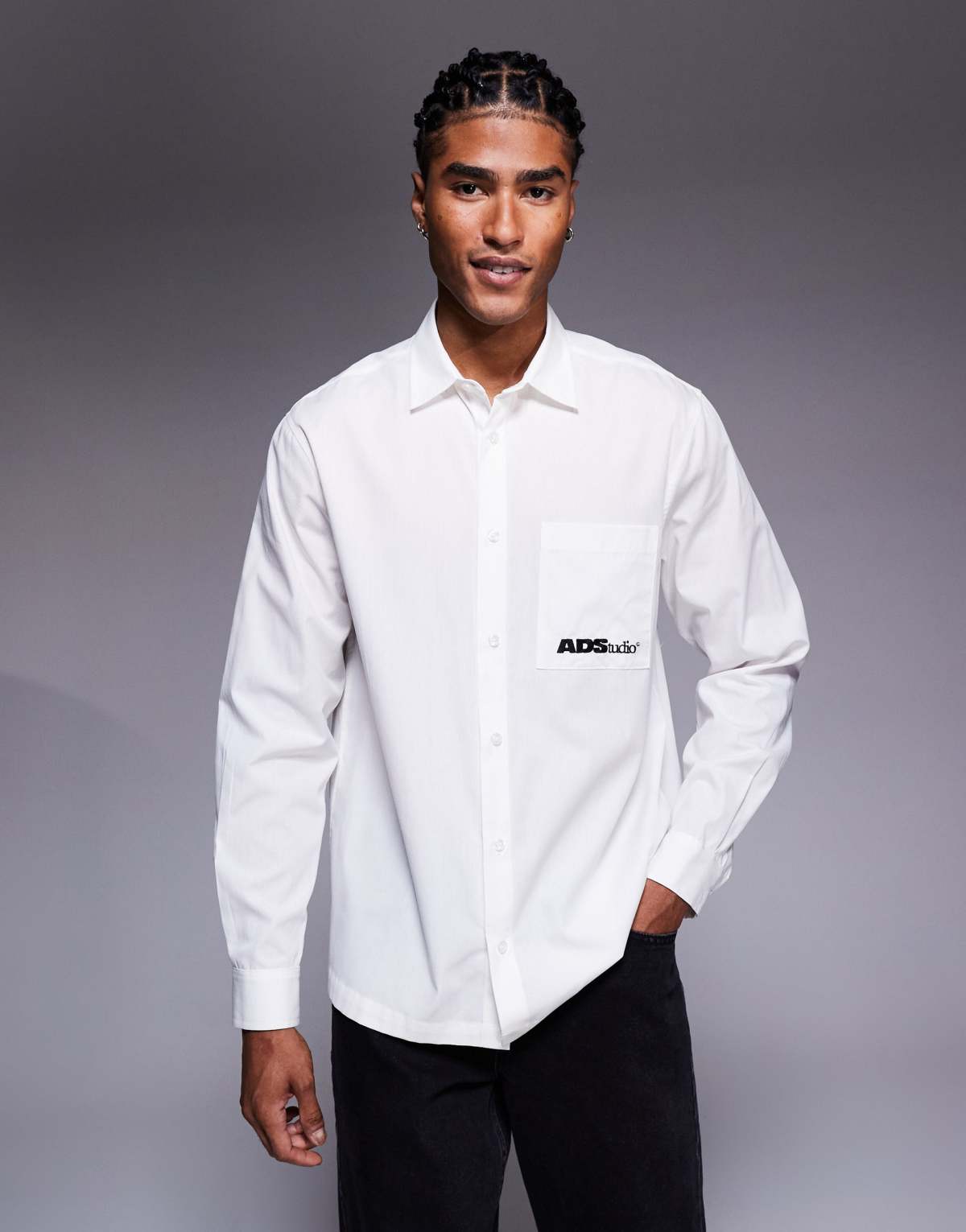 ASOS DESIGN regular fit shirt with embroidery in white