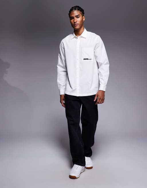 ASOS DESIGN regular fit shirt with embroidery in white, 2 of 5