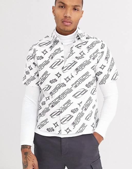 ASOS DESIGN regular fit shirt with text slogan print in white