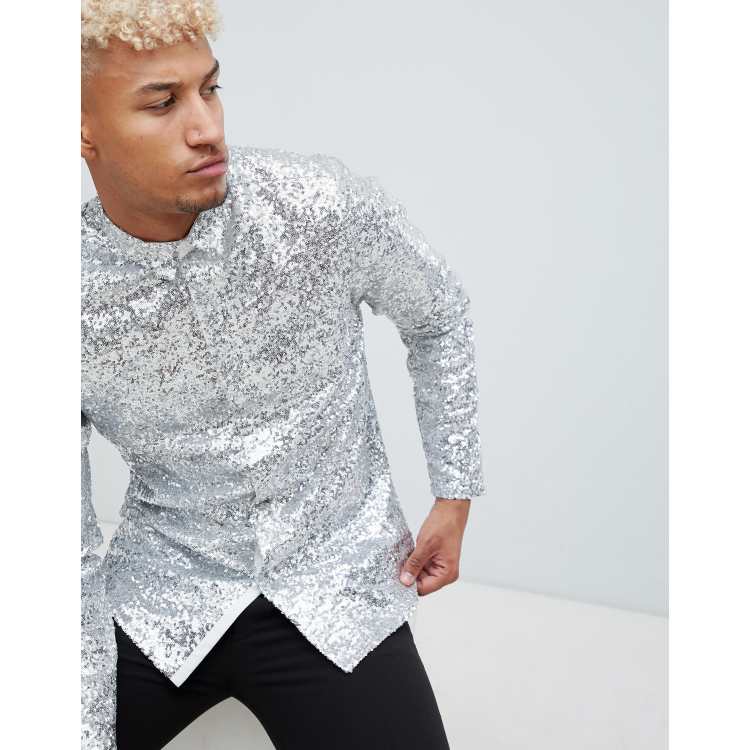 Silver sequin 2025 mens shirt