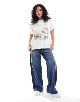 Asos Design Regular Fit Slubby T-shirt With Michelangelo Graphic-white In White