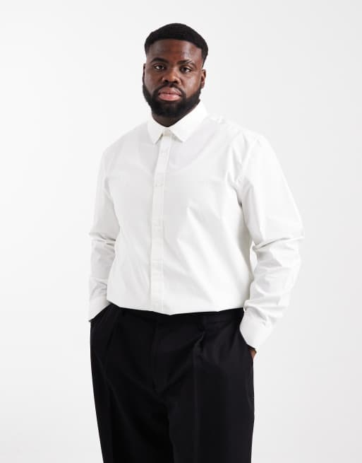 ASOS DESIGN regular fit smart poplin shirt in off white, 2 of 6