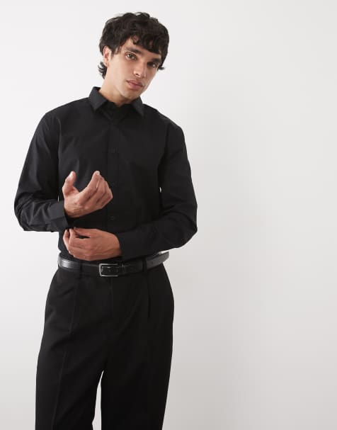 ASOS DESIGN regular fit smart shirt in black