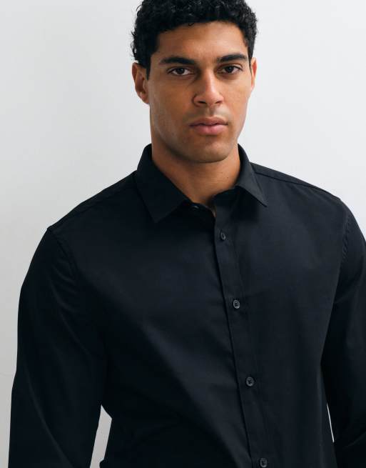 ASOS DESIGN regular fit smart shirt in black, 3 of 5