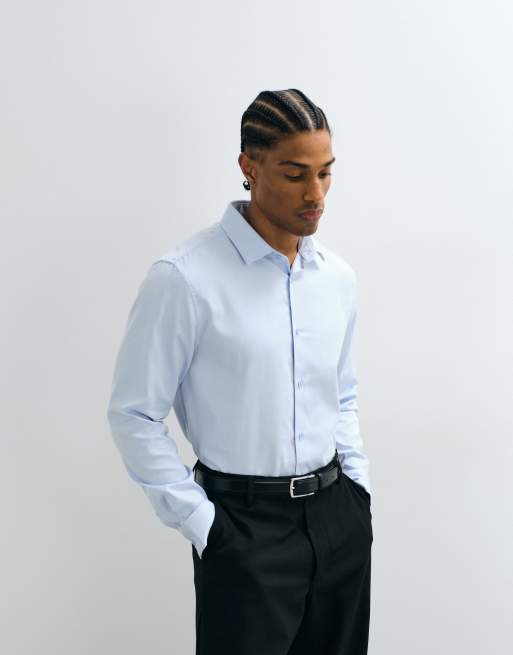 ASOS DESIGN regular fit smart shirt in light blue, 4 of 5