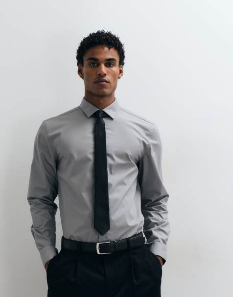 ASOS DESIGN regular fit smart shirt in light grey - view 1