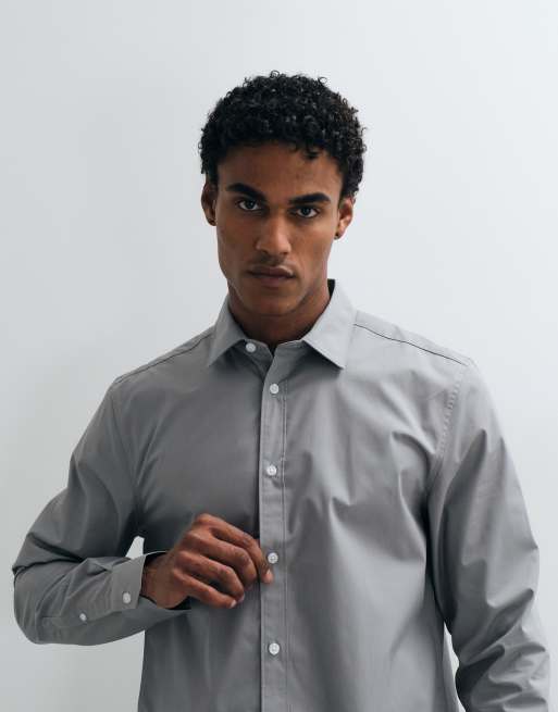 ASOS DESIGN regular fit smart shirt in light grey, 3 of 5