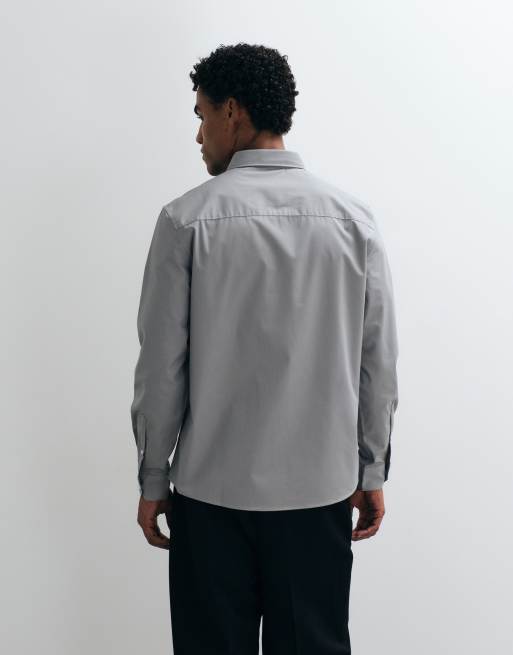 ASOS DESIGN regular fit smart shirt in light grey, 4 of 5