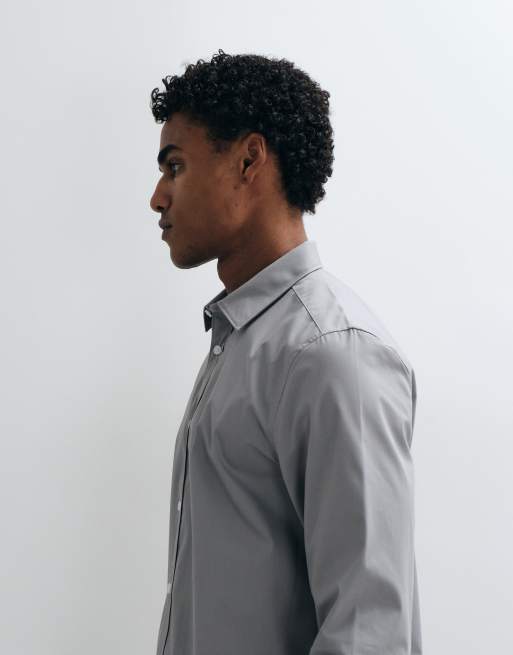 ASOS DESIGN regular fit smart shirt in light grey, 5 of 5
