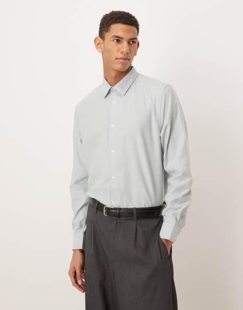 ASOS DESIGN regular fit smart textured shirt in light blue - view 1