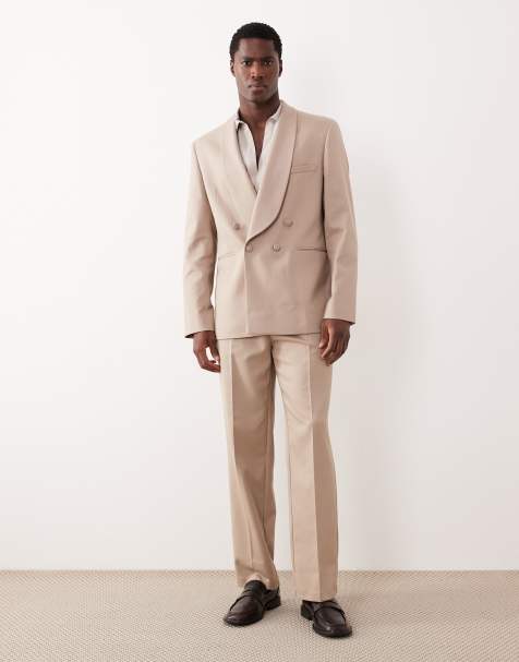 ASOS DESIGN - Regular-fit smoking van contrasterende twill in steenkleur - view 1