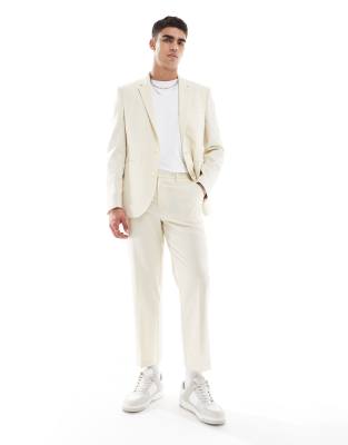 asos ASOS DESIGN regular fit suit in stone