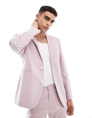 ASOS DESIGN regular fit suit jacket in pink