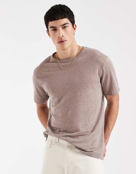 ASOS DESIGN regular fit t-shirt in beige pure linen - view 1