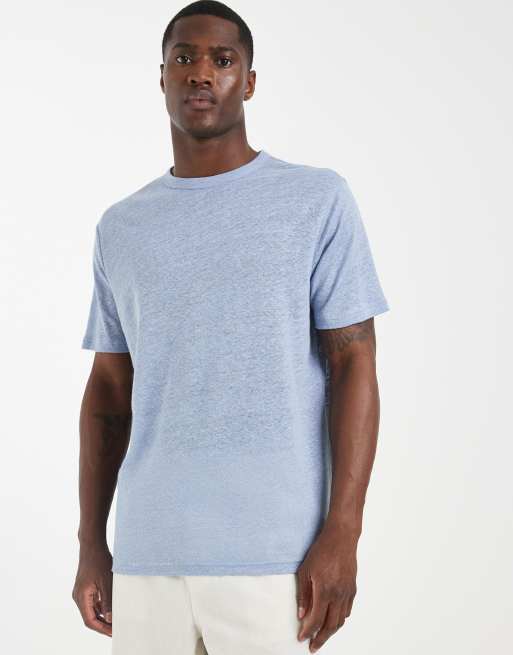 ASOS DESIGN regular fit t-shirt in blue pure linen, 2 of 5