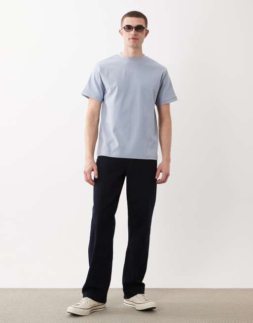 ASOS DESIGN regular fit t-shirt in blue wide rib knit, 2 of 5