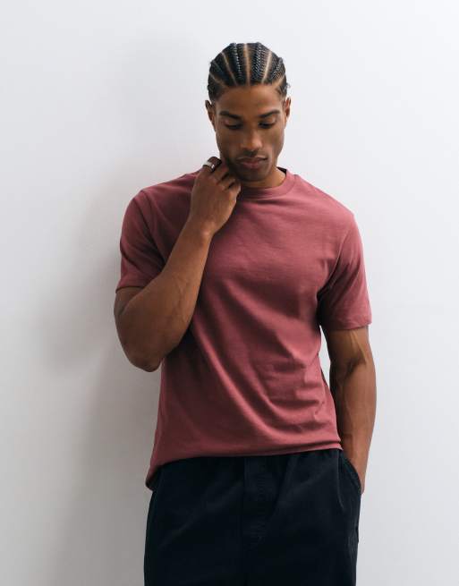 ASOS DESIGN regular fit t-shirt in burgundy, 5 of 5