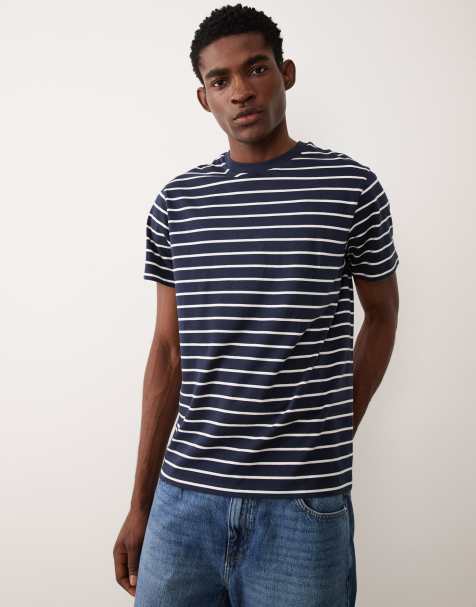 ASOS DESIGN regular fit t-shirt in navy and white stripe