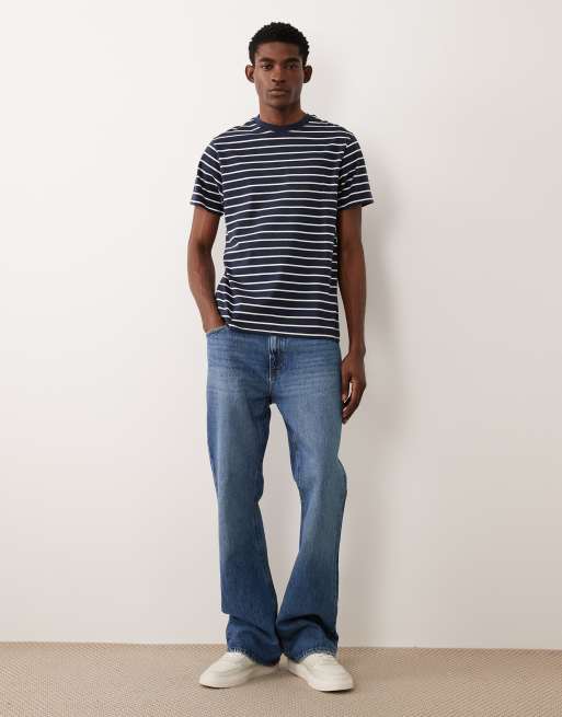 ASOS DESIGN regular fit t-shirt in navy and white stripe, 3 of 5