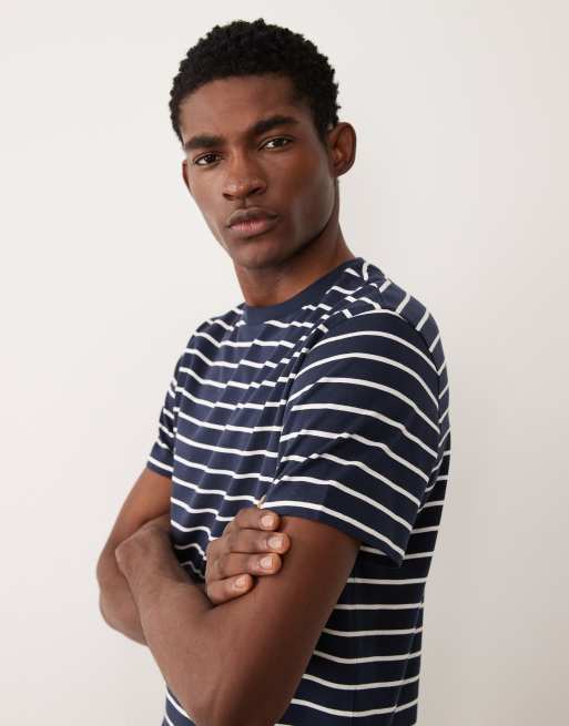 ASOS DESIGN regular fit t-shirt in navy and white stripe, 4 of 5