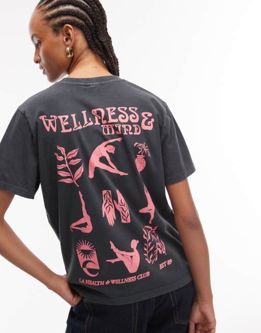 ASOS DESIGN – Regular-Fit-T-Shirt in verwaschenem Anthrazit mit Wellness-Print, 2 von 4