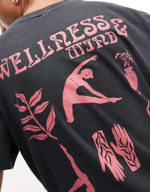 ASOS DESIGN – Regular-Fit-T-Shirt in verwaschenem Anthrazit mit Wellness-Print, 4 von 4