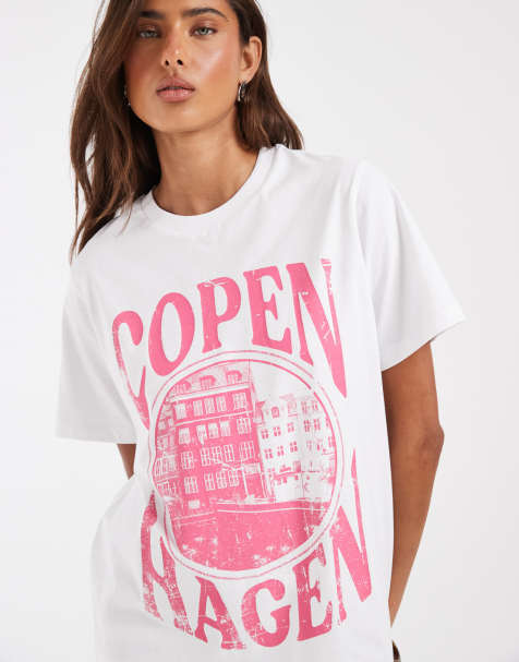 ASOS DESIGN – Regular-Fit-T-Shirt in Weiß mit „Copenhagen“-Grafikprint - view 1