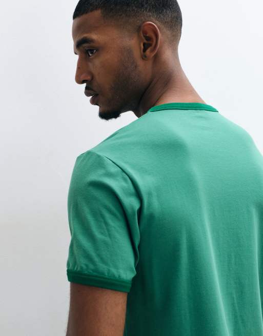 ASOS DESIGN regular fit t-shirt med kontrasterande ringer i grönt, 4 av 5