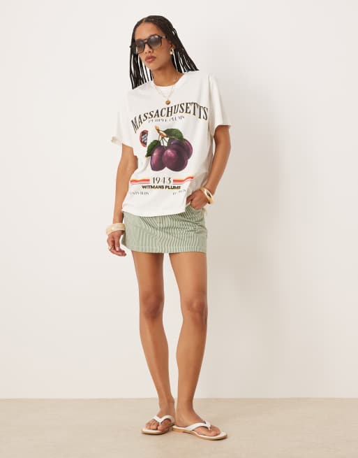 ASOS DESIGN - Regular-fit T-shirt met grafische fruitprint in crème , 4 van 4