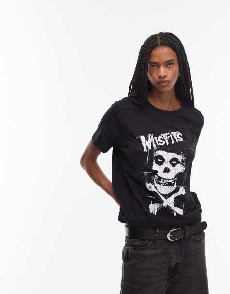 ASOS DESIGN - Regular-fit T-shirt met grafische Halloween Misfits-bandprint in zwart - view 1