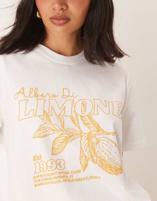 ASOS DESIGN - Regular-fit T-shirt met grafische limoenprint in wit, 2 van 4