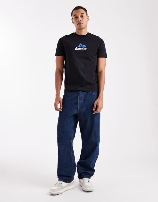 ASOS DESIGN - Regular-fit T-shirt met grafische tekstprint in zwart, 2 van 5