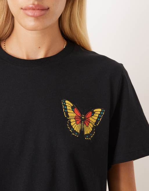 ASOS DESIGN - Regular-fit T-shirt met grafische vlinderprint in zwart, 4 van 4