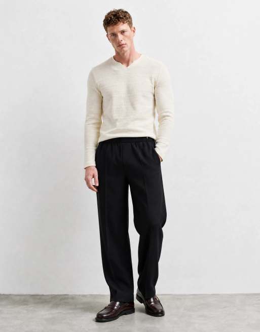 ASOS DESIGN regular-fit T-shirt met inkeping in hals in crème textuur, 8 van 10