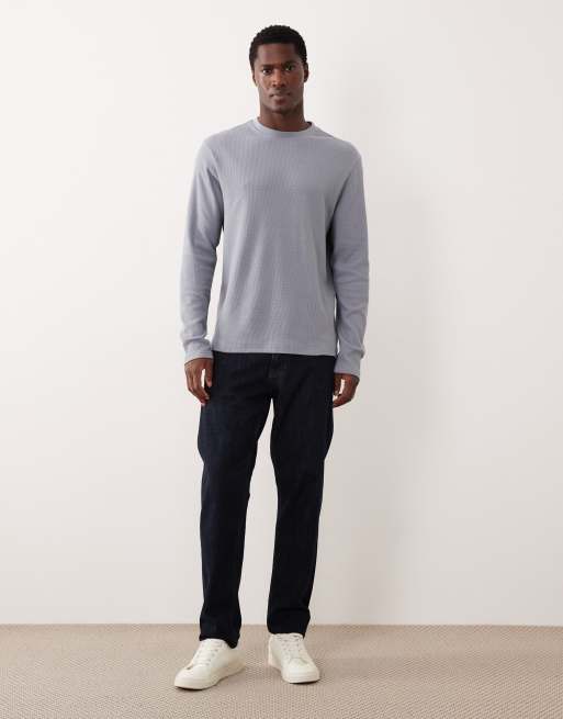 ASOS DESIGN - Regular-fit T-shirt met lange mouwen en wafelstructuur in grijs, 2 van 5