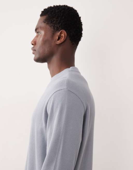 ASOS DESIGN - Regular-fit T-shirt met lange mouwen en wafelstructuur in grijs, 4 van 5